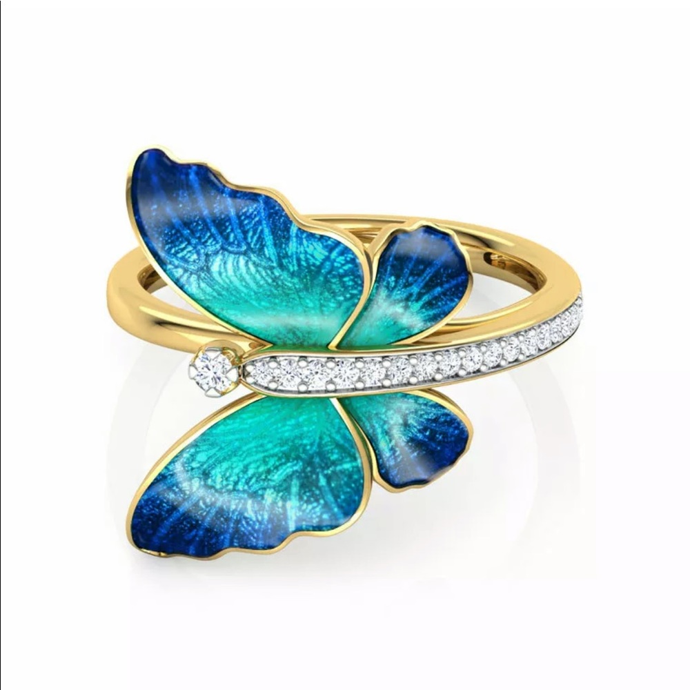New Women’s Yellow Gold Plated Butterfly Ring - Picture 7 of 7